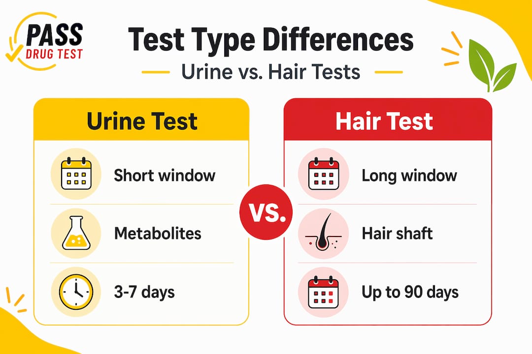 Infographic comparing urine and hair drug tests key differences