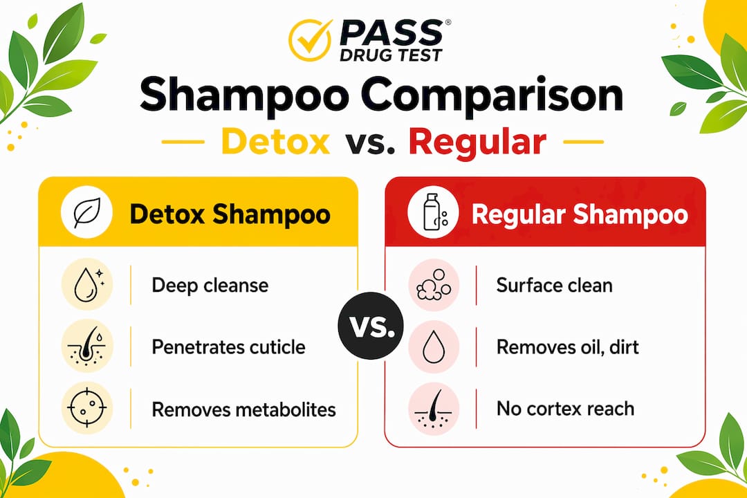 Infographic comparing detox and regular shampoos