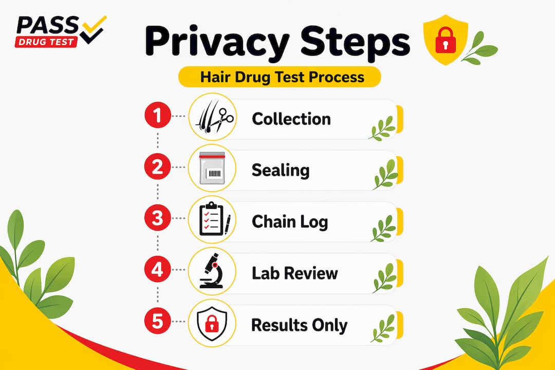 Privacy steps in hair drug test process infographic