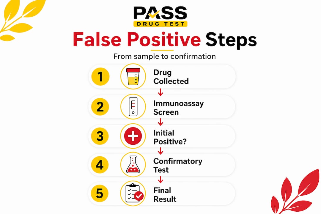 Infographic showing false positive drug test process