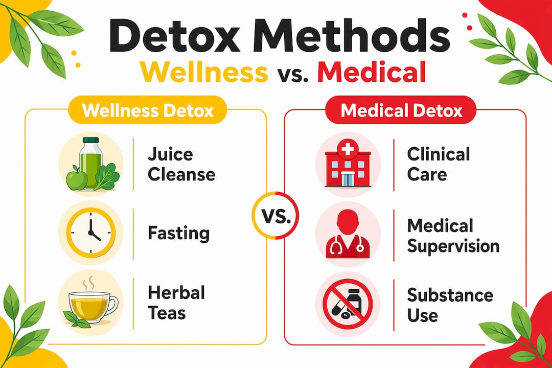 Infographic comparing wellness and medical detox methods