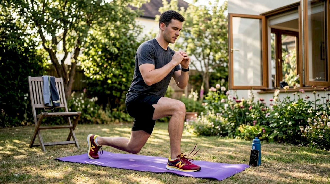 Man exercising at home during detox