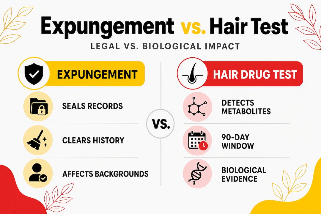 Infographic comparing expungement and hair drug test