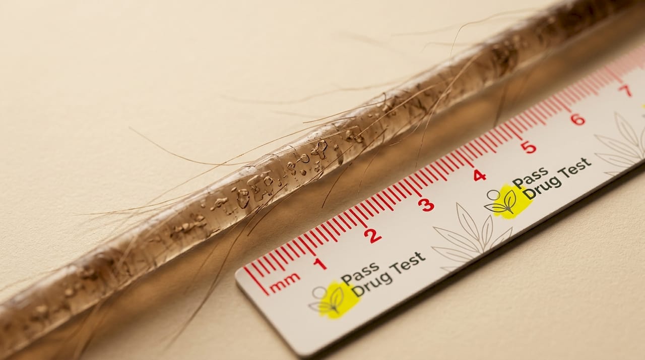 Close-up of hair with embedded drug metabolites