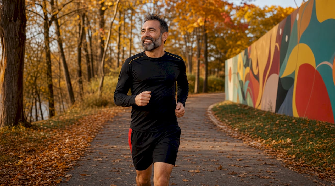 Man jogging outdoors to support toxin elimination