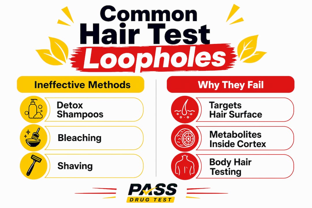 Infographic comparing hair test loopholes and why they fail