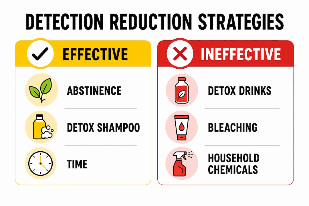 Infographic comparing marijuana detection reduction strategies