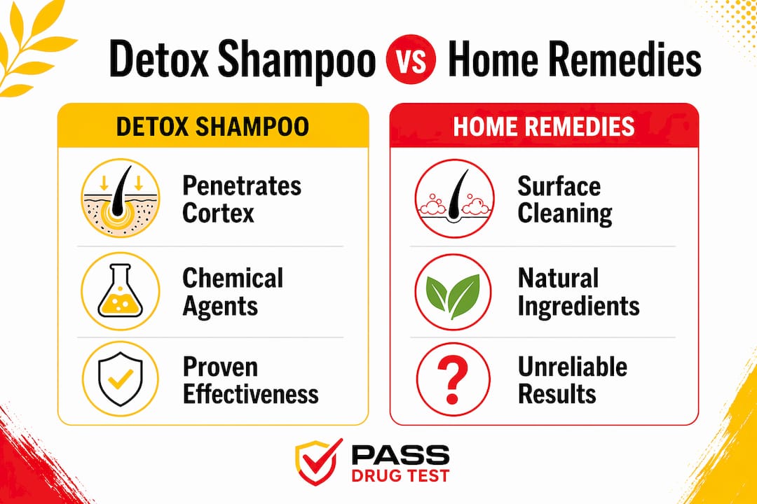 Comparison infographic of detox shampoo vs home remedies