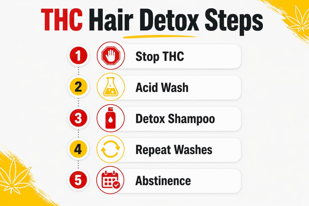 Infographic illustrating step-by-step THC hair detox process