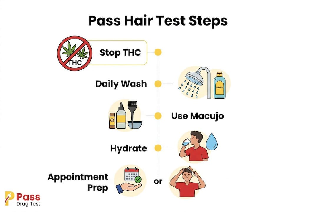 Infographic outlining key hair follicle test preparation steps
