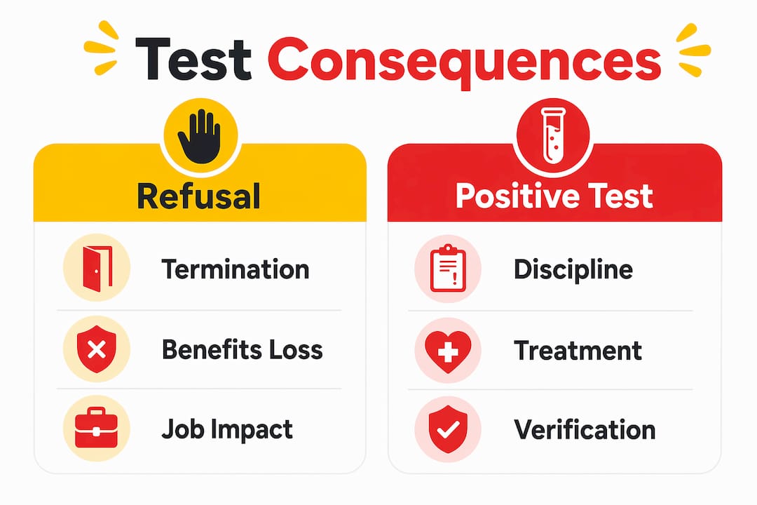 Infographic comparing refusal and positive drug test consequences
