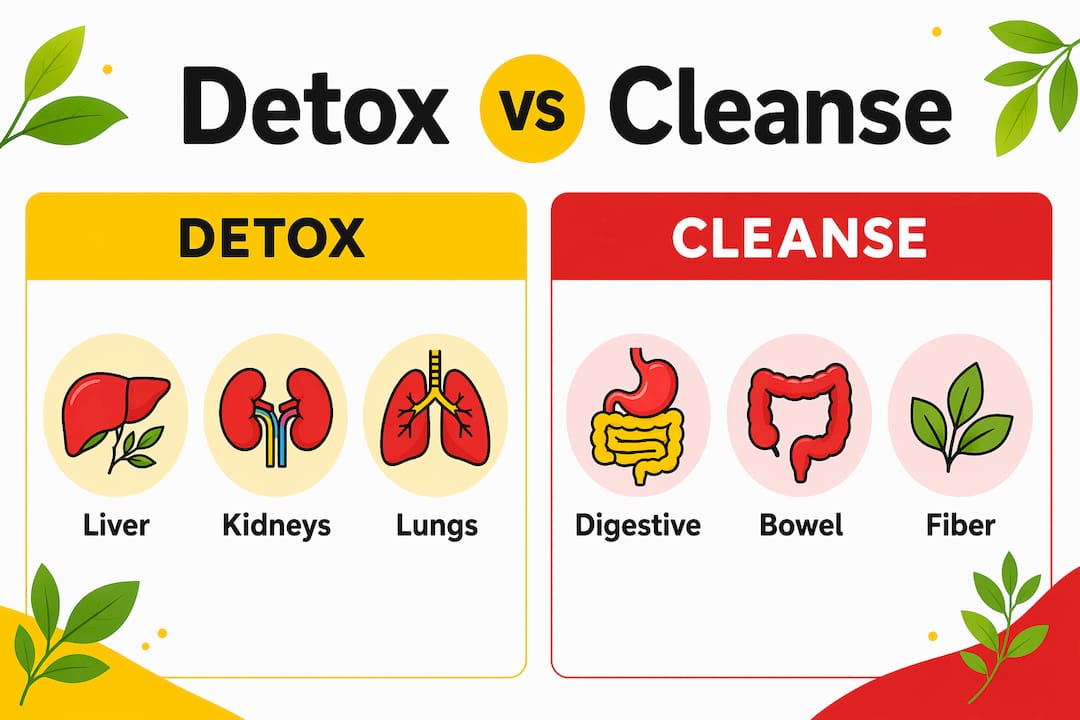 Comparative infographic of detox and cleanse