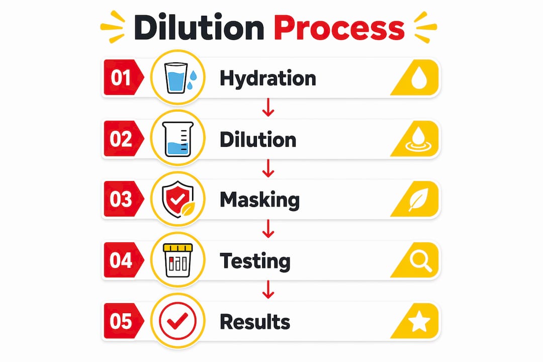 Illustration of drug test dilution process steps