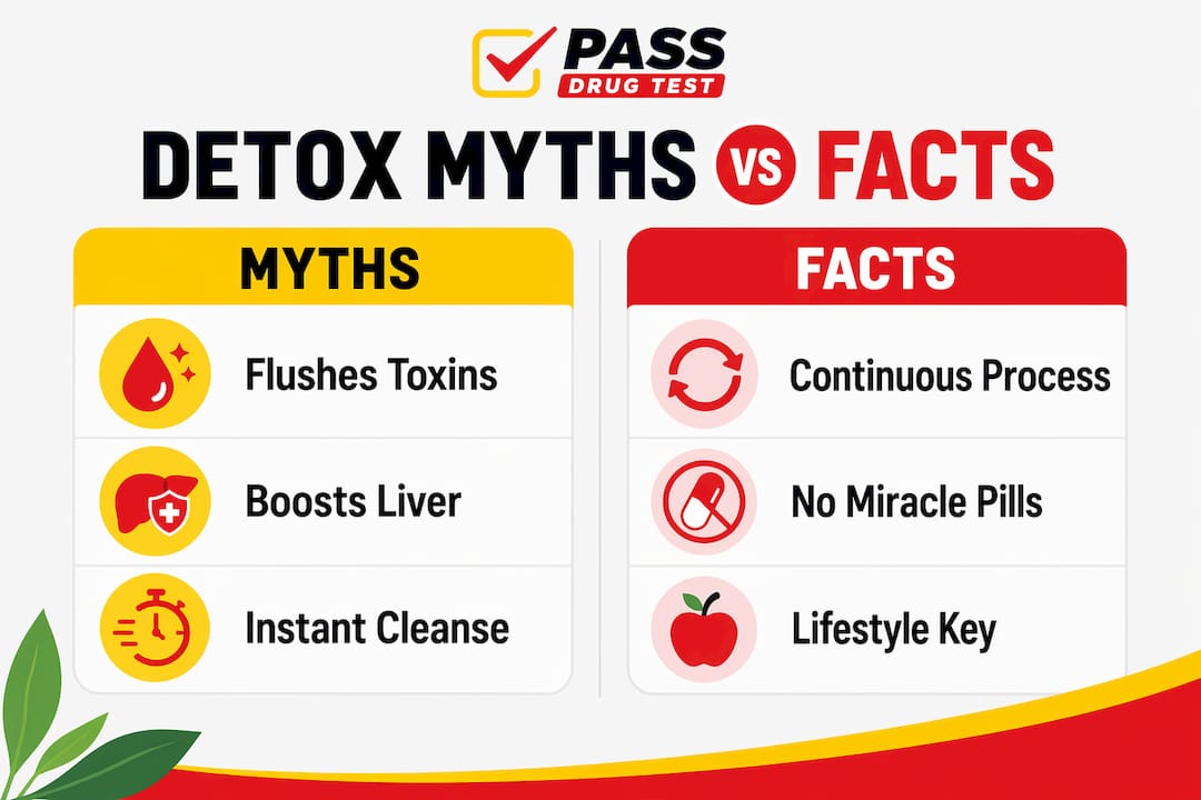 Infographic comparing detox myths and facts side by side