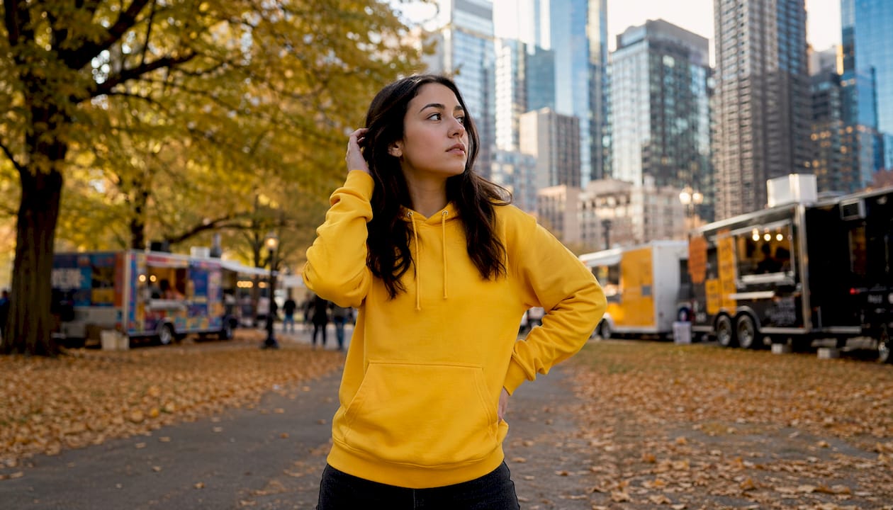 Restless woman showing physical signs before test in park