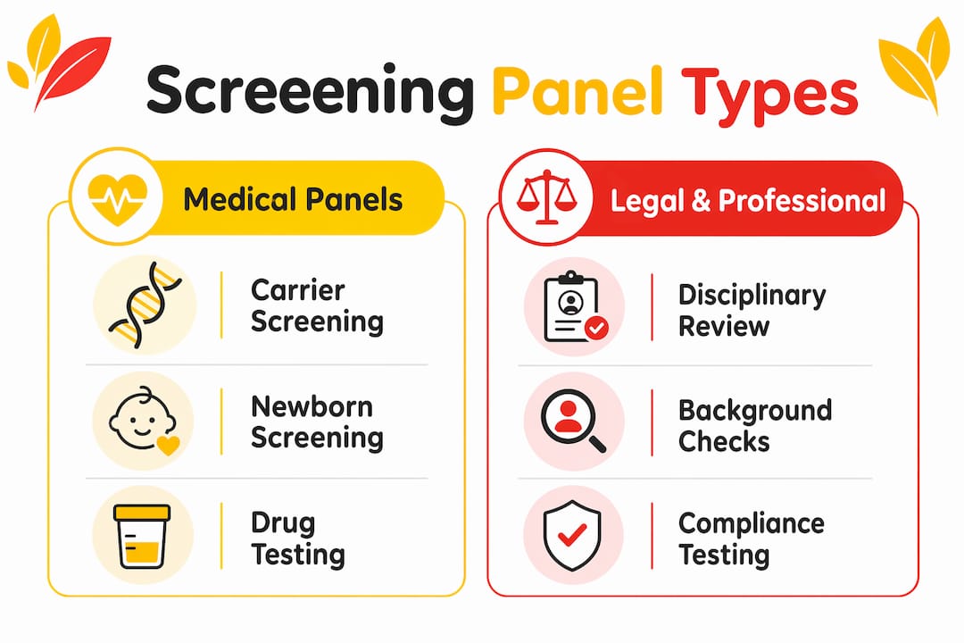 Infographic comparing medical and legal screening panels