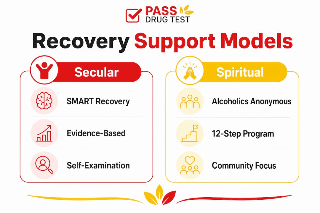 Infographic comparing secular and spiritual peer support programs