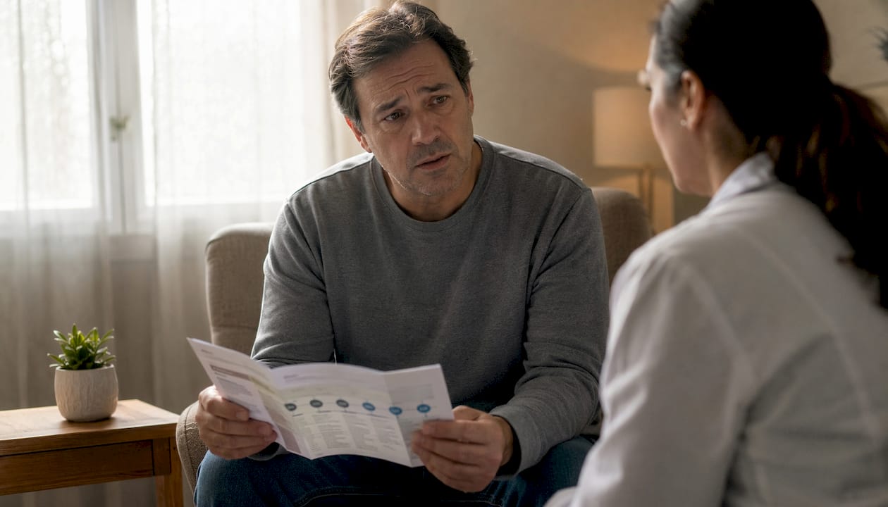 Patient consulting doctor about alcohol detox
