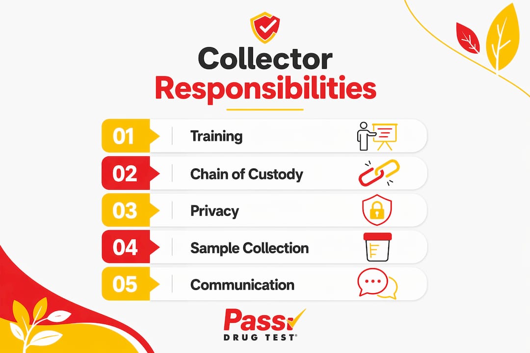 Infographic illustrating drug testing collector responsibilities