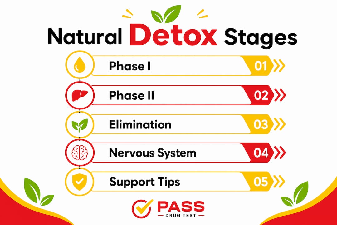 Infographic illustrating stages of natural detox process