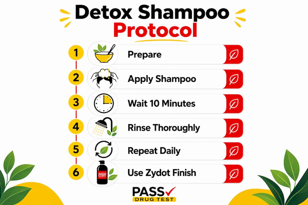 Infographic showing key detox shampoo protocol steps