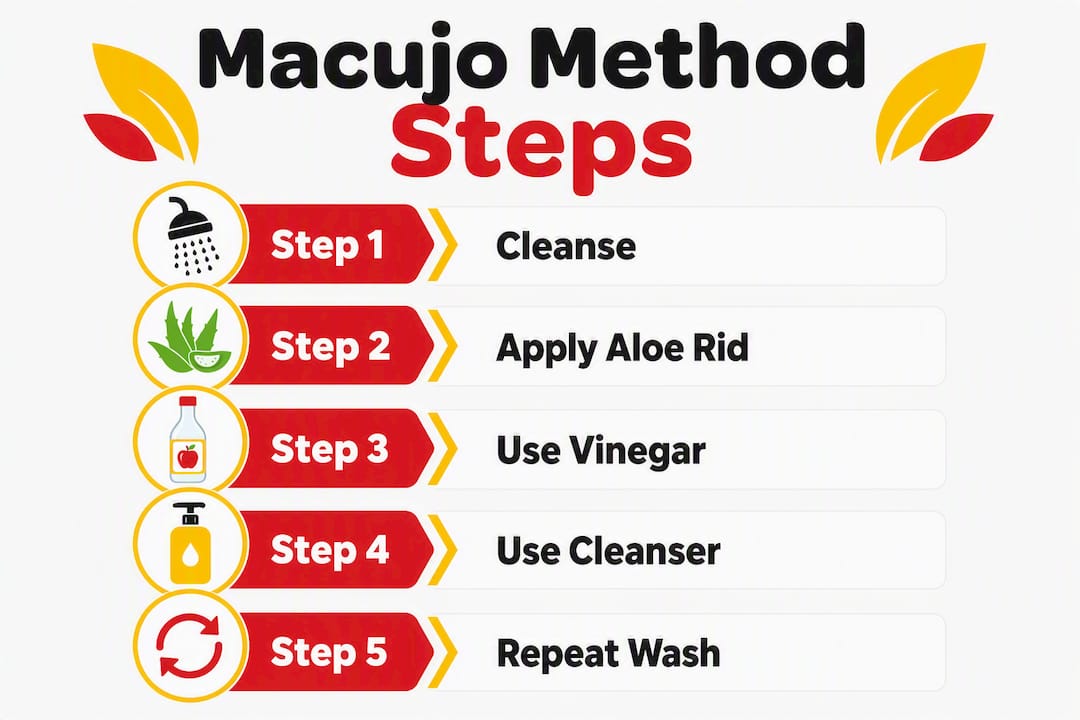 Infographic illustrating Macujo detox shampoo steps