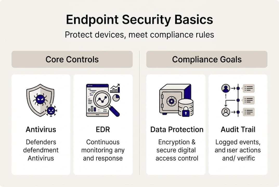 Infographic of endpoint security and compliance basics