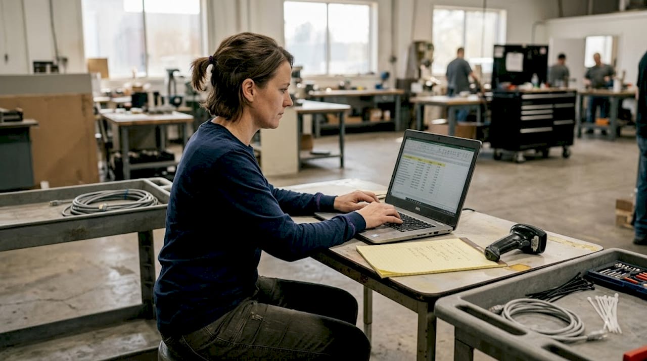 IT specialist recording manufacturing asset inventory