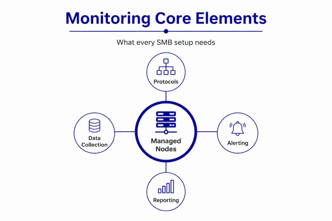 Infographic on network monitoring core elements