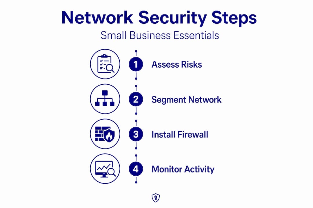 Infographic showing network security steps for small business