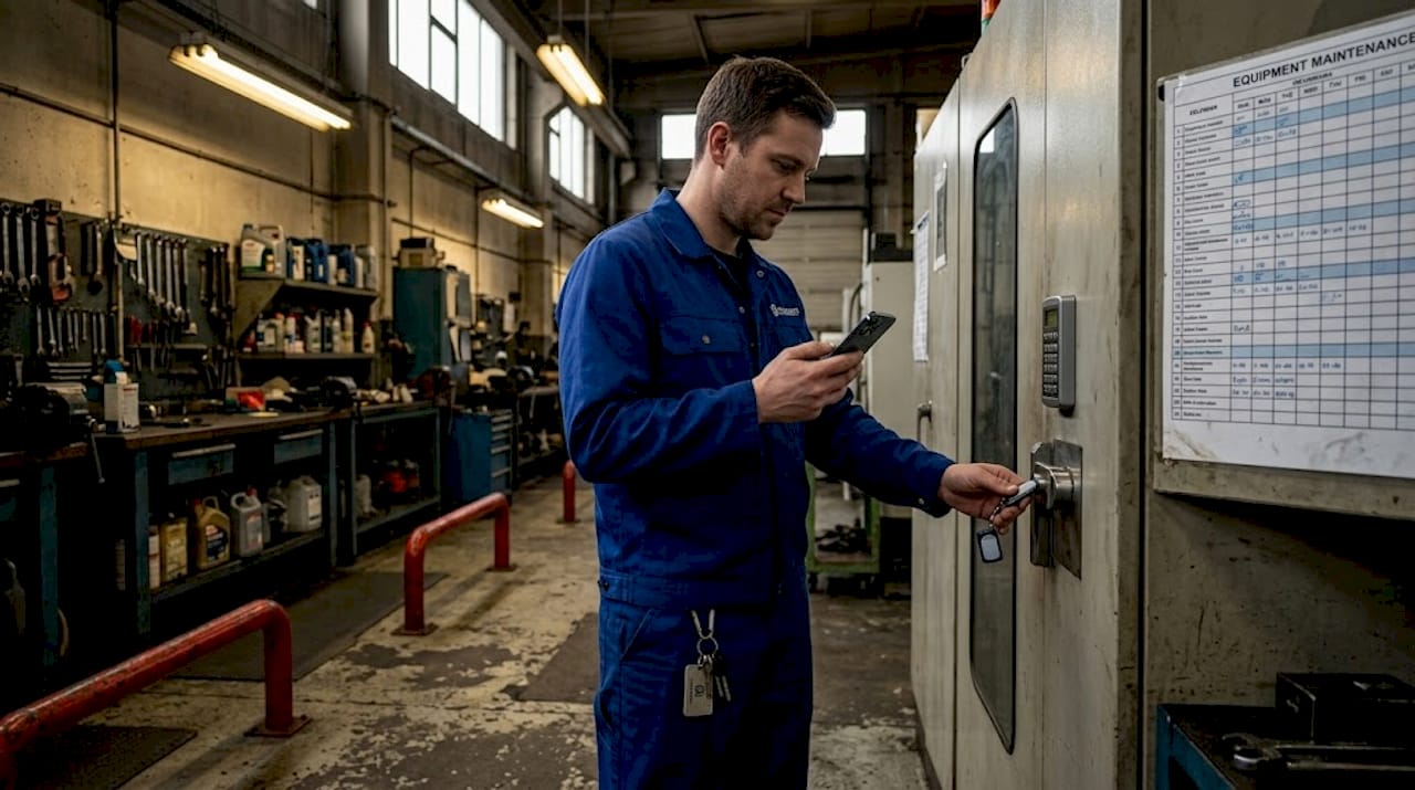 Factory worker using MFA for secure access