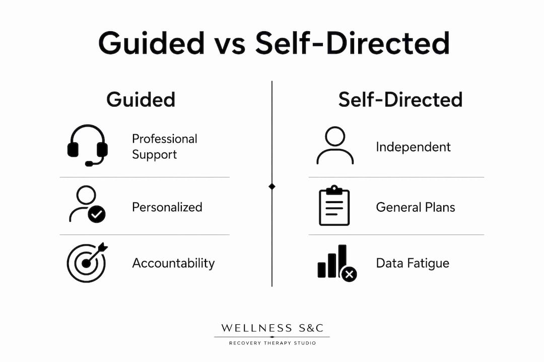 Infographic comparing guided wellness and self-directed wellness