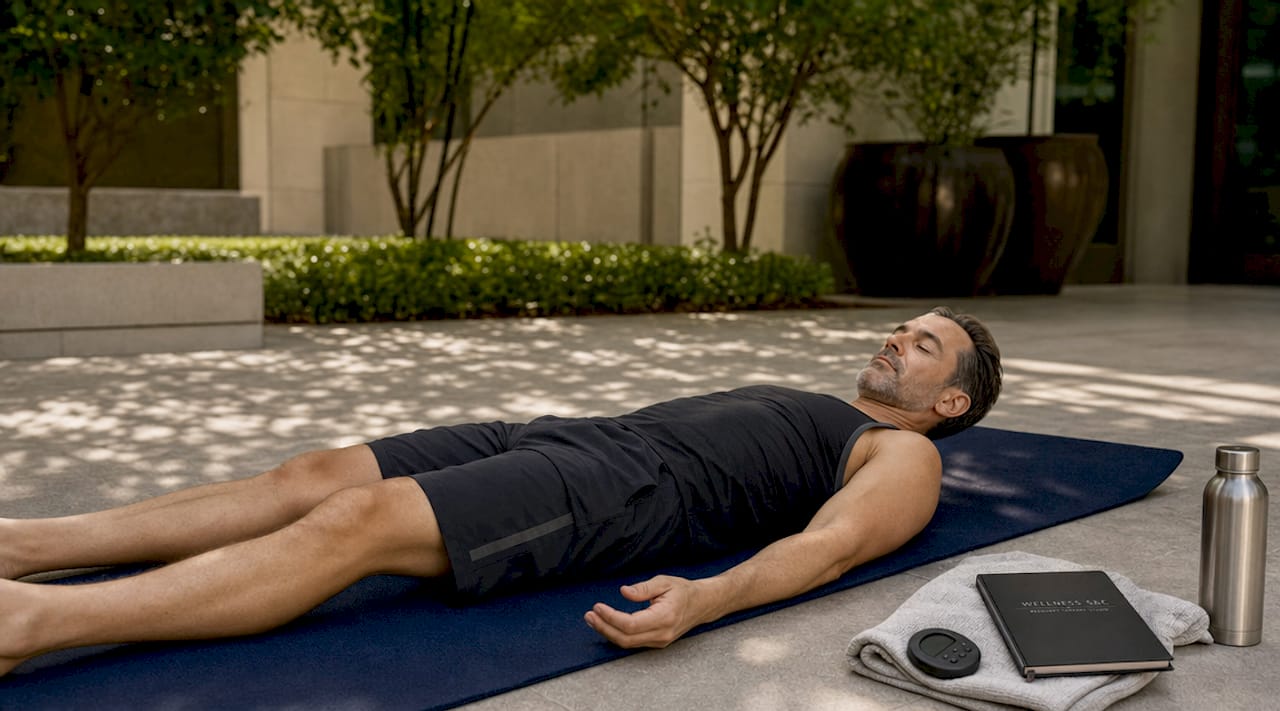 Man practicing progressive muscle relaxation