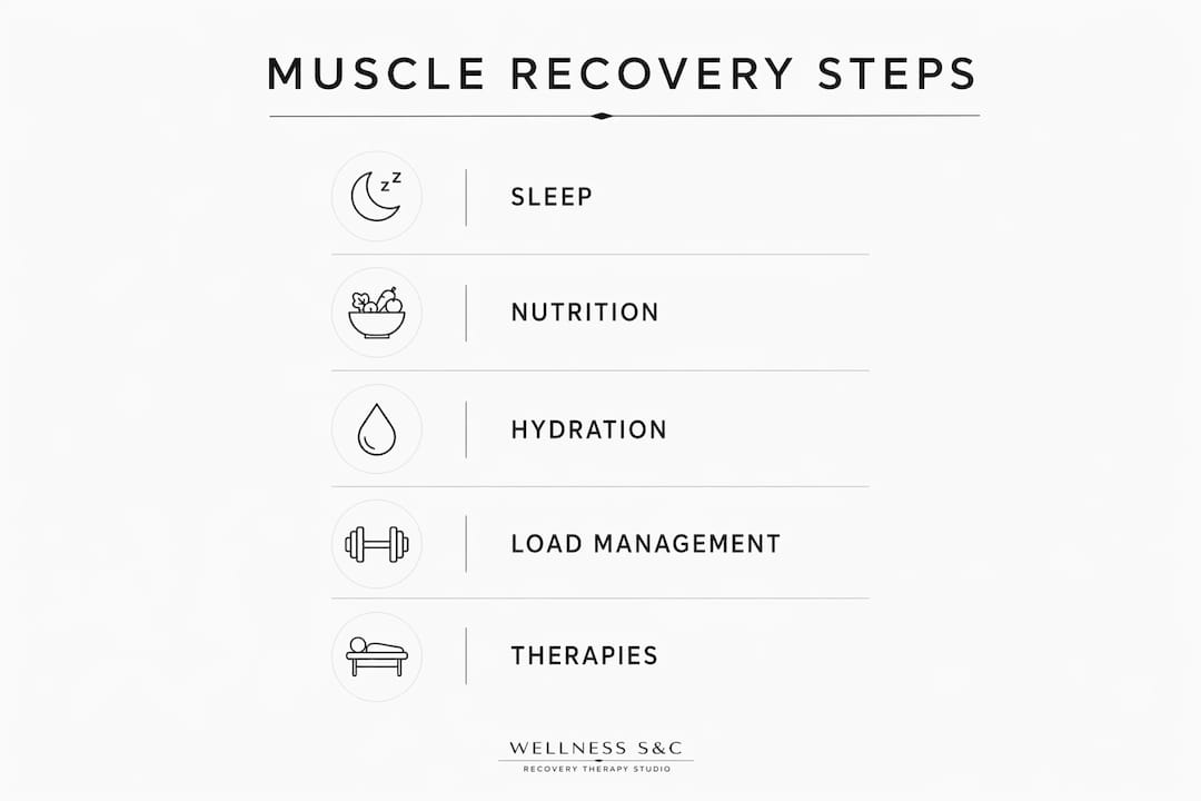 Infographic outlining muscle recovery steps