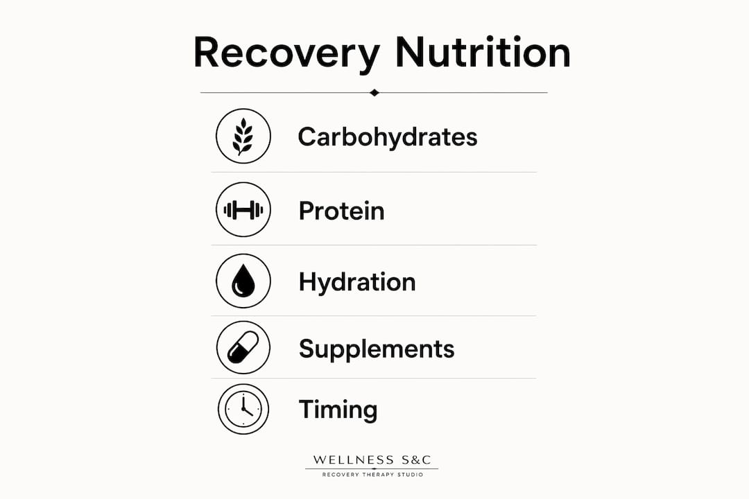 Infographic showing nutritional steps for athletic recovery