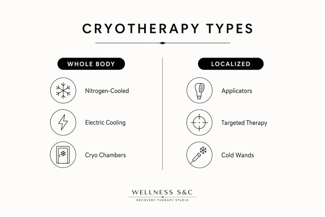 Infographic comparing whole body and localized cryotherapy types