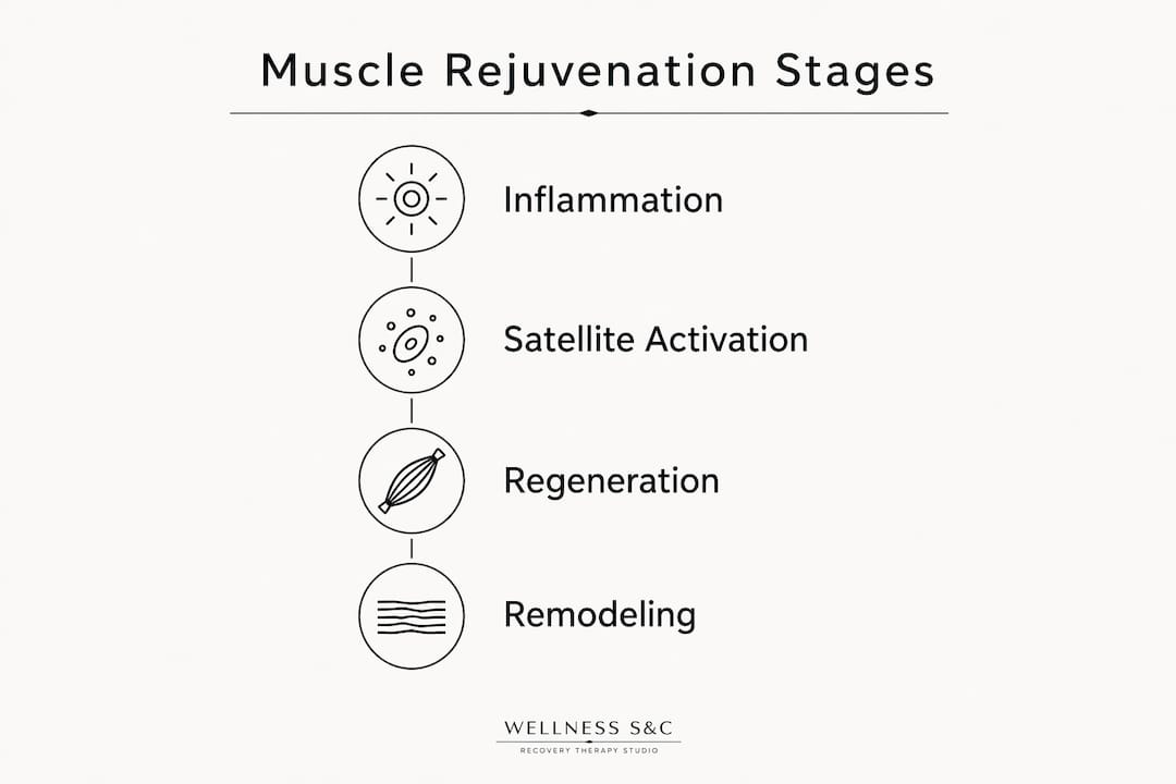 Infographic showing muscle rejuvenation stages