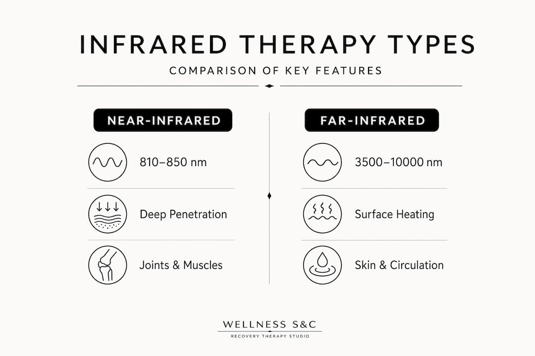 Infographic comparing near-infrared and far-infrared therapy