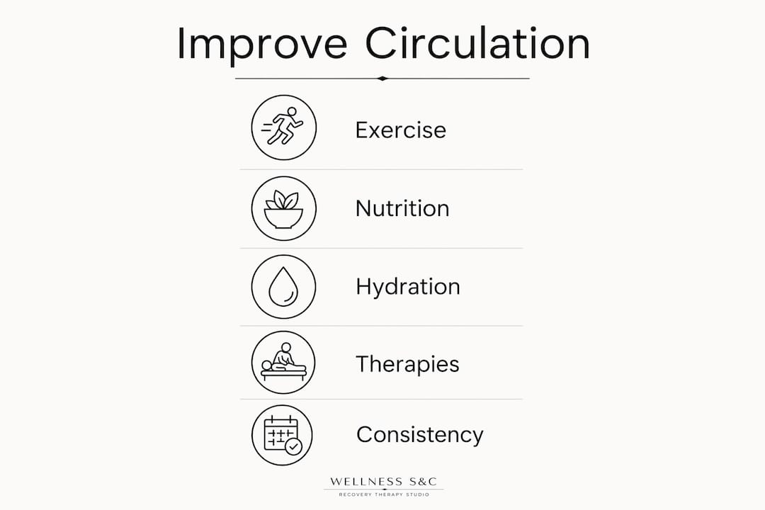 Infographic showing key circulation improvement steps