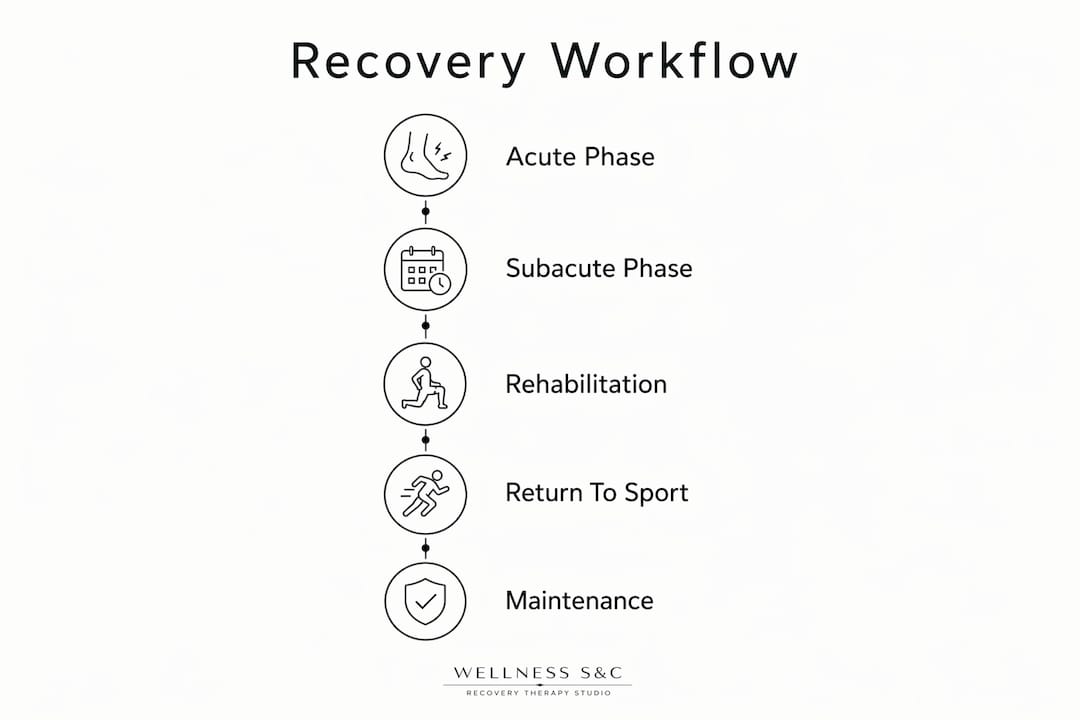 Infographic outlining injury recovery timeline phases
