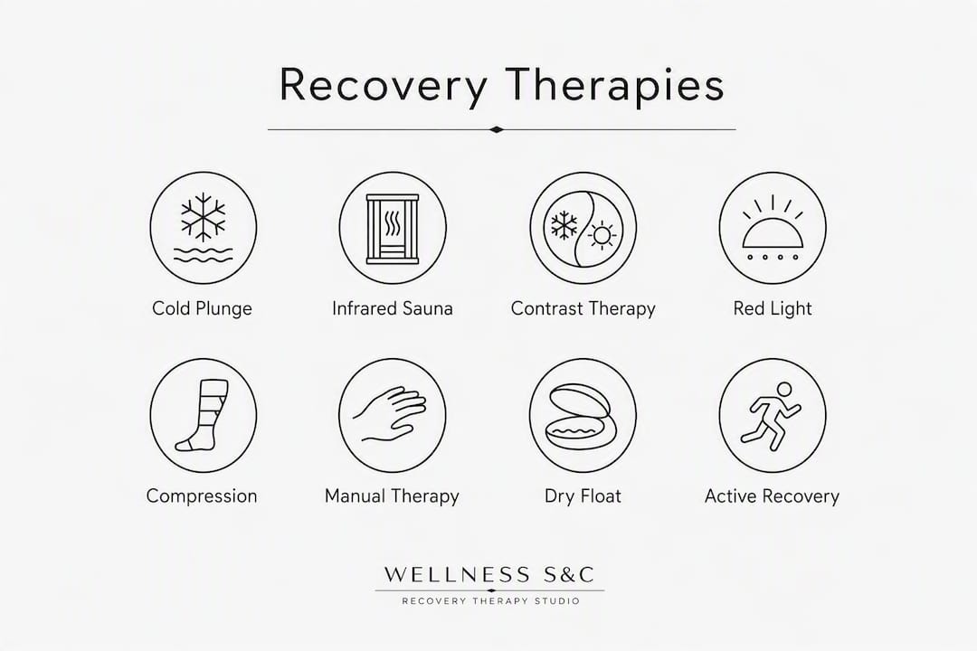 Infographic showing muscle recovery therapies