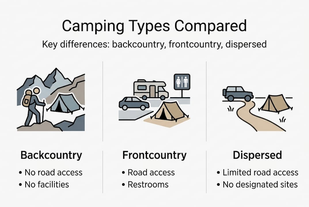 Infographic comparing camping types and features