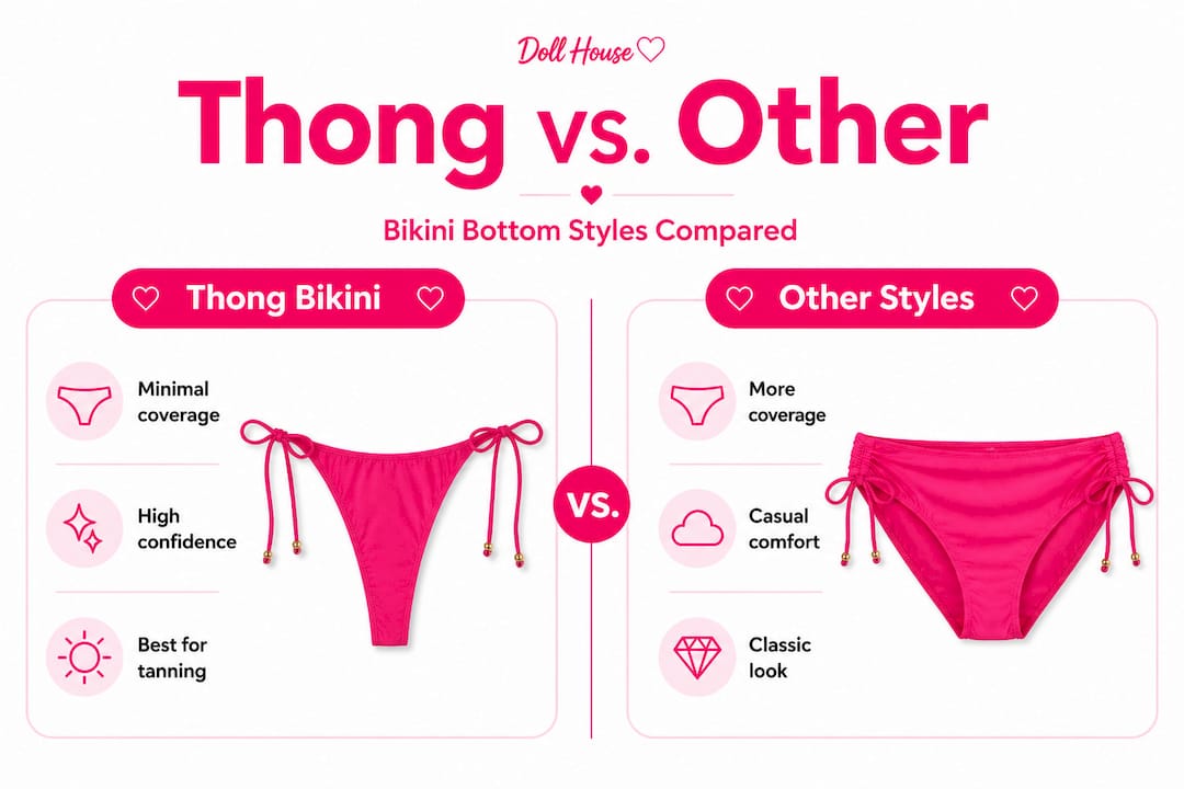 Infographic comparing thong and classic bikini styles