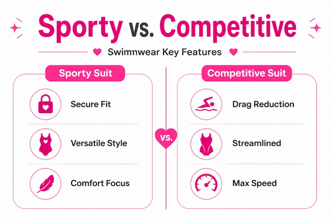 Infographic comparing sporty and competitive swimsuits