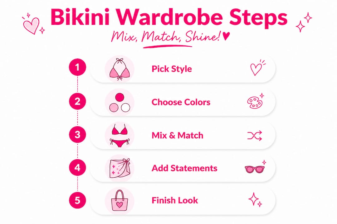 Infographic bikini wardrobe steps vertical flow