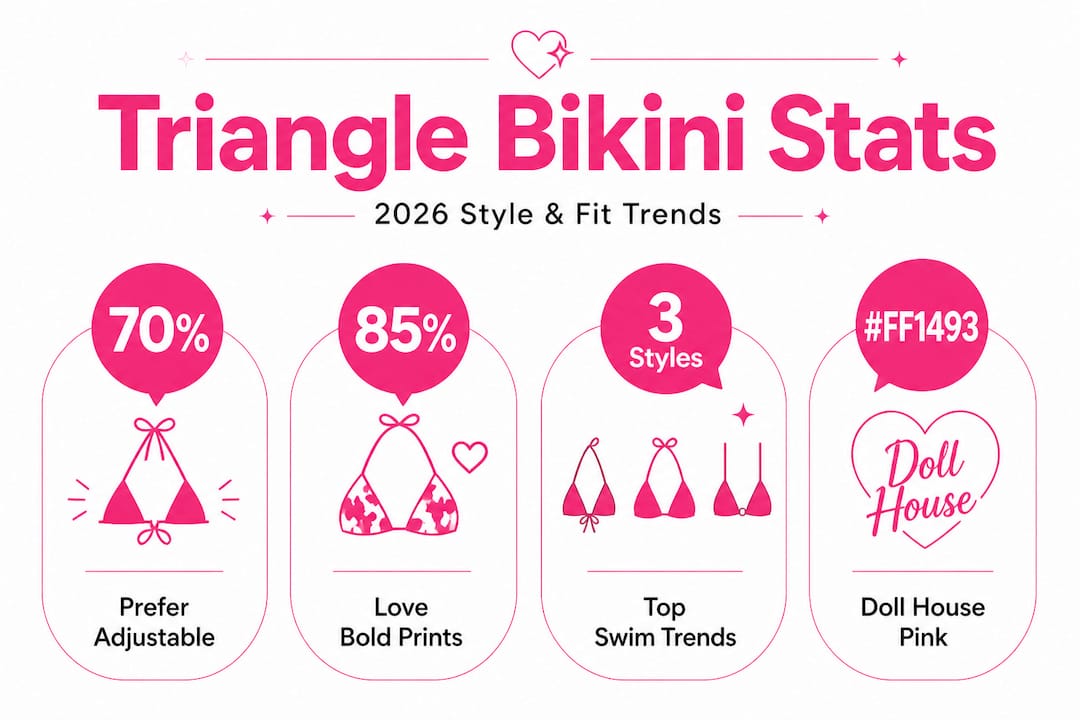 Infographic highlighting triangle bikini trends and stats