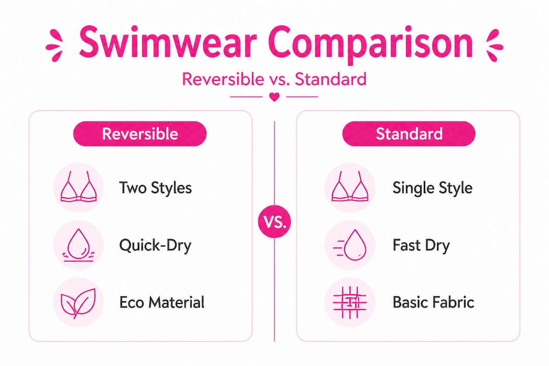 Side-by-side swimwear comparison infographic