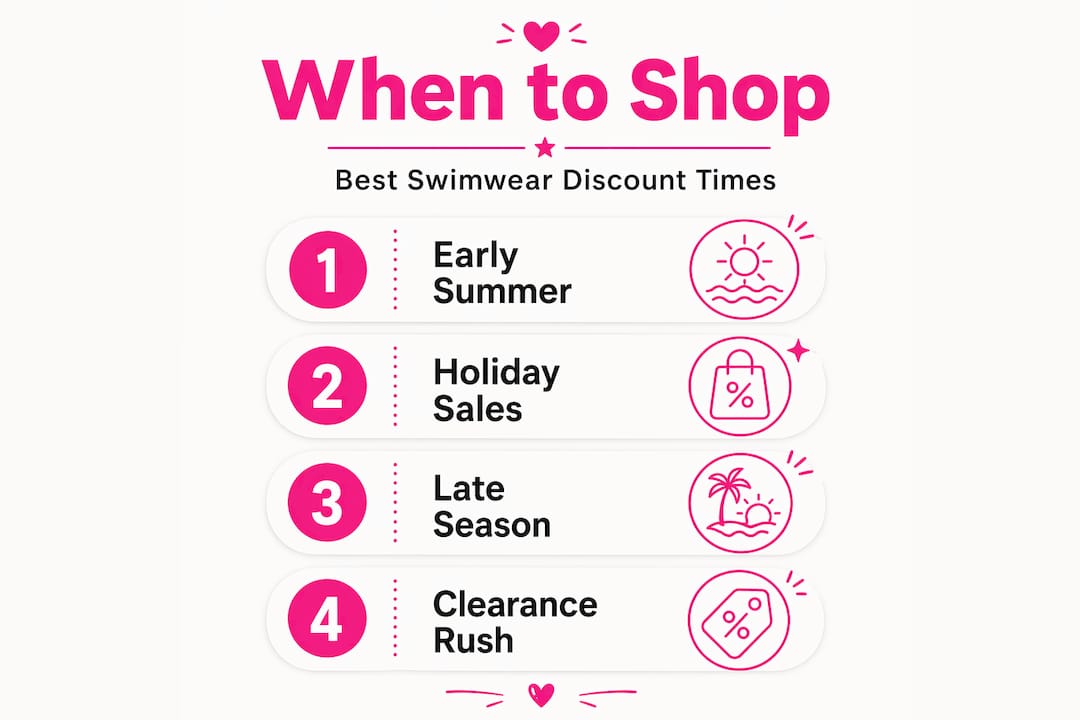 Infographic with swimwear discount timing steps