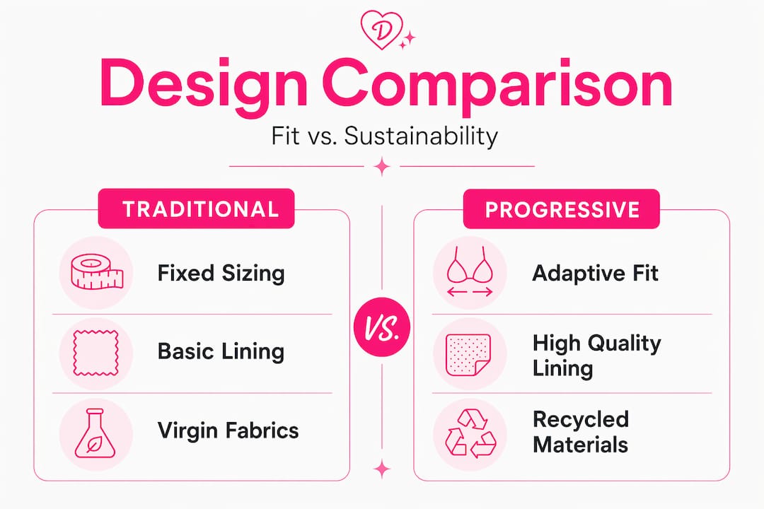 Swimwear design comparison infographic with two categories