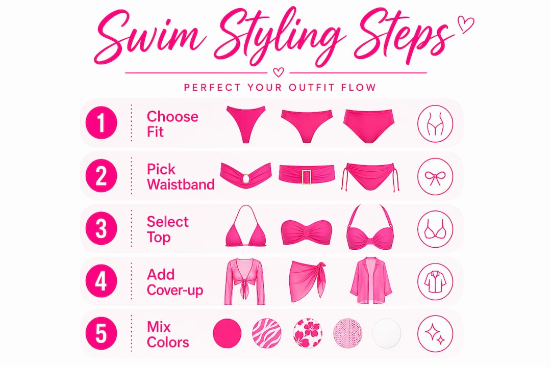 Infographic showing swim styling steps flow